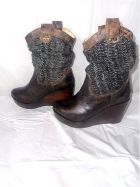 Bed Stu Womens Bruges Boot Bootie Size 7.5b Distressed Brown Wedge Boho Western